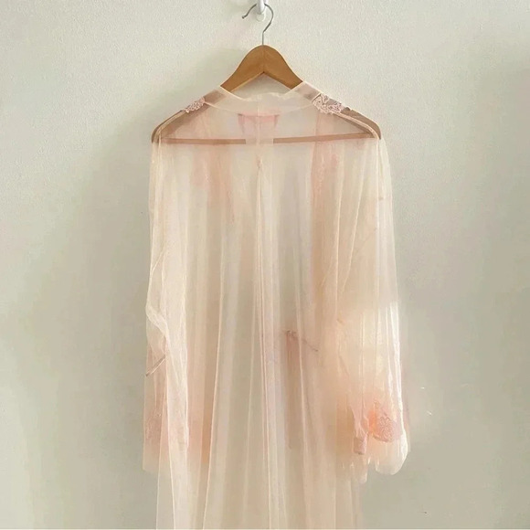 Victorias Secret See Thru Soft Pink Tulle Lace Tunic Robe Romantic Sexy Women M - Picture 7 of 11
